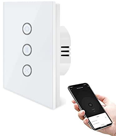 UseeLink Smart ZigBee Interrupteur de volet roulant, compatible avec l'application Smart Life/Tuya, fonctionne avec Alexa et Google Home, interrupteur de store intelligent avec panneau tactile blanc