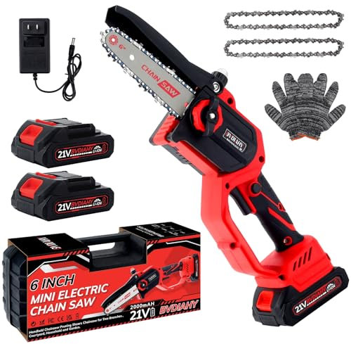 6 Inch Cordless Mini Chainsaw Battery Powered Electric Chainsaw Portable Chainsaw for Wood/Tree Cutting Saw for Home Garden with 2 Batteries Gift for Men Dad