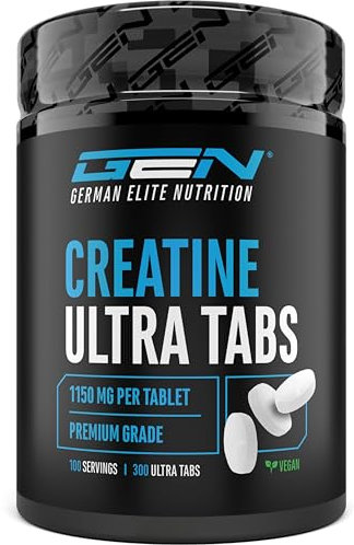 Creatine Ultra Tabs - 300 Tabletten mit je 1150mg reinem Creatin Monohydrat - 100 Anwendungen - Premium: Ultrafein + Mesh-Faktor von 200 - Hochdosiert - Vegan