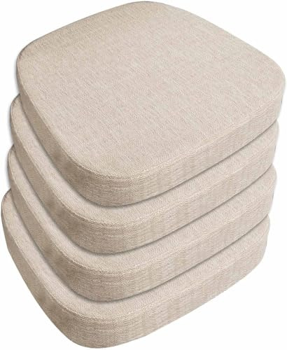 SDNAM Pack de 2/4/6 Cojín para Silla de Comedor de Cocina Oficina con Antideslizante 43X40cm/40X38cm/43X42cm, Cojín de Asiento Suave para Taburete, jardín, Interior, Exterior,Hogar(#5,4pcs 40x38x3cm)