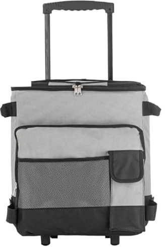 Kühltasche mit Rollen und Griff, 43 l, große, zusammenklappbare Kühltasche mit Zug, wasserdichte Rollkühltasche, mehrere Taschen, Reißverschluss, isolierte für Picknicks am Strand im F