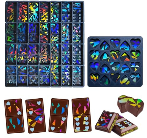 2 Pcs Holographic Chocolate Mold, Holographic Schokoladen Form Silikon Holographisch Schokoladenform Holografische Schokolade Silikonform,DIY Leicht Entformen,Wiederverwendbar