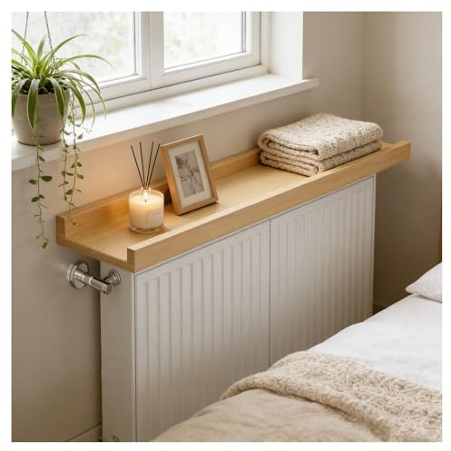 ZHZHXR Tablette pour Radiateur Cache Radiateur en Bois Petit Cache en Bois pour Salon, Cuisine, Chambre Coucher, Salle de Bain, Gagner Espace(Natural,120x15cm/47.24x5.91in)
