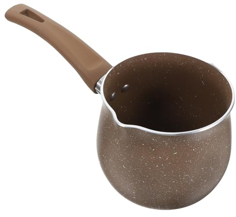 BESPORTBLE Mini Olla de Cocina Multifuncional de 10 Cm en Color Café, Cacerola Antiadherente para Leche y Té con Mango Protector contra Quemaduras, Adecuado para Calentar Mantequilla
