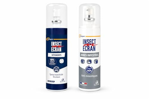 Insect Écran Spray Anti-Moustiques Vêtements et Zones Infestées Lot de 2 | Protection Longue Durée 60j et 16h, Répulsif Textile et Corps, dès 24 Mois