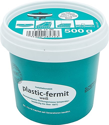 Plastic-Fermit Mastic d'étanchéité en plastique durable, résistant aux températures jusqu'à plus de 100 °C (boîte de 500 g) Blanc