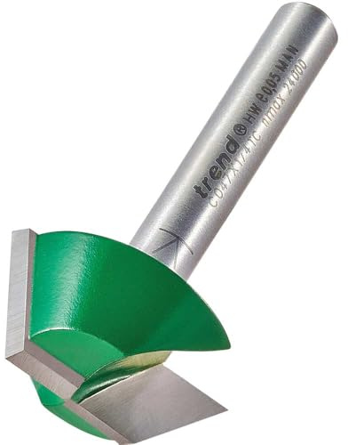 Trend Bevel Trimmer Router Cutter, 1/4 Inch Shank, 60 Degree, TCT | For Clean 60 Degree Chamfer Cuts With A 25.4 mm Diameter And 10 mm Cut Length, Router Cutter Tool, C047X1/4TC