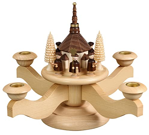 Adventsleuchter mit Seiffener Kirche inkl. 4 Teelichtaufsätze - Echt Erzgebirge® #0510