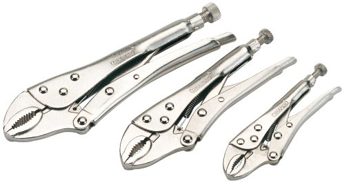 Draper 3 Piece Plier Set 140mm,185mm 220mm | Self Grip Hand Tool Kit | Carbon Steel Curved Jaw Pliers | 14040