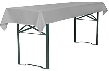 TexDeko® Tischdecke für Bierzeltgarnitur 250 x 100 cm Biertischdecke (Grau) Blickdicht waschbar & wiederverwendbar mit Oeko-TEX Zertifikat
