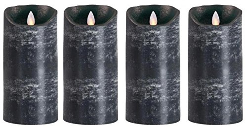 sompex LED Kerzen mit Timerfunktion und flackernder Flamme, anthrazit ⌀ 8cm, Höhe wählbar 12,5 cm, 18cm, 23cm, Adventskranz 4er Sets, Weihnachtsdeko, LED Deko (4x18cm)