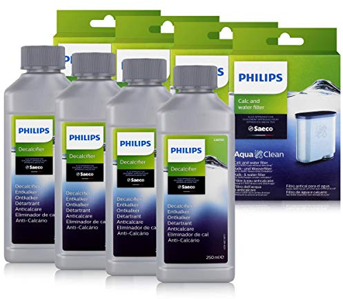 4 x Saeco AquaClean Kalk- und Wasserfilter + 4 x Saeco Entkalker 250ml