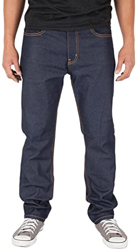 Shaka Wear RDS93_36 Mens 12oz raw Denim Pants Classic Straight Rigid Jeans Blue Indigo 36