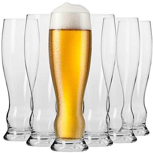 Krosno - Hoch Weizengläser Biergläser 6er Set, 500 ml Splendour Kollektion - Probierglas Pilsgläser Gläser für Beer Glass Bier-Gläser Cider Lagerbiergläser - Spülmaschinenfest
