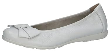 CAPRICE Damen Ballerinas aus Leder mit Schleife, Weiß (White Deer), 39 EU