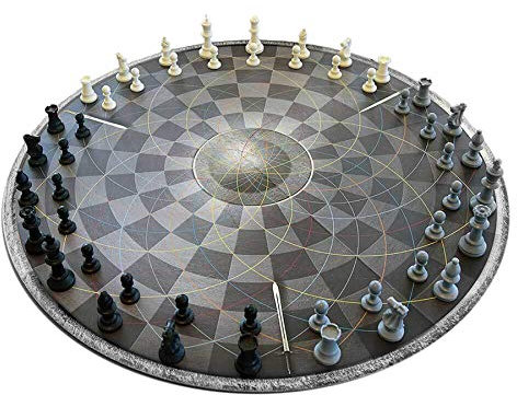 Monsterzeug DREI Personen Schach, Rundes Schachbrett für DREI Spieler, Dreier Schach, Geschenke für Schachspieler, Originelle Brettspiele
