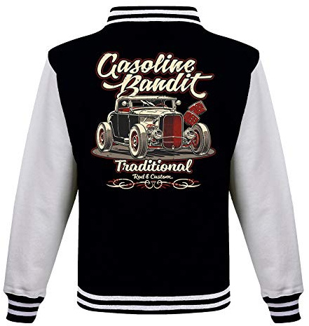 Gasoline Bandit Rockabilly Baseball College Jacke - Old School Hot Rod - Let The Good Times roll