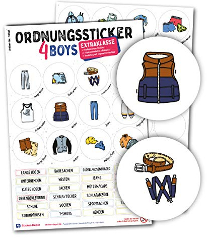 Typographus,68 adesivi adatti ai bambini per vestiti,Per armadi, scatole e mobili,per tenere in ordine la cameretta dei bambini,ragazzi, la conservazione, il sistema di organizzazione colorato