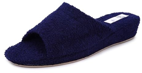 JOMIX Pantofole Donna Estive di Spugna Aperte con Tacco Zeppa Ciabatte Comode da Casa Traspiranti Leggere ITD1576 Blu Navy 36