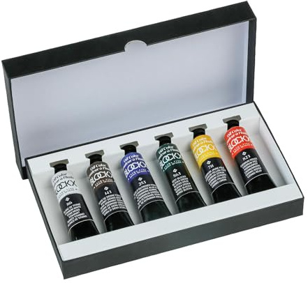Blockx Künstler-Ölfarben im Set Standard, 6 x 20 ml, brillante Farben mit höchster Pigmentkonzentration, 100 % lichtecht
