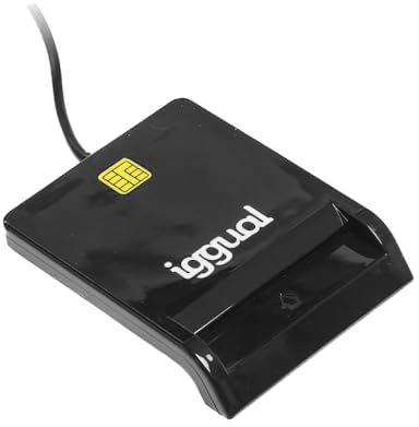 iggual Lector de Tarjetas DNI, SIP e ID USB 2.0- Conexión USB –Lector de DNI Electrónico Inteligente Compatible con DNI 4.0- Compatible con Windows, macOS y Linux- Cable 1,2 m- Negro