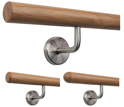 TIBU Handlauf Holz Eiche Ø 35 mm Geländer Treppe 0,3m - 5m, Länge 40 cm und Enden gefast