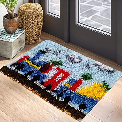 VIONNPPT DIY 3D-karikatyrserie knytmatta för att knyta själv, broderikudde, matta, virkmatta, set för barn vuxna, kreativ present (drag, 50 cm x 38 cm)