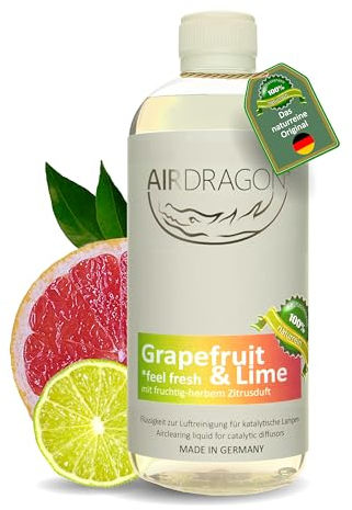 AIRDRAGON GRAPE & LIME - katalytischer Raumduft ohne künstliche Duftstoffe - natürlicher Raumduft mit naturreinem ätherischem Duft-Öl für jede katalytische Lampe 200 ml - Made in Germany