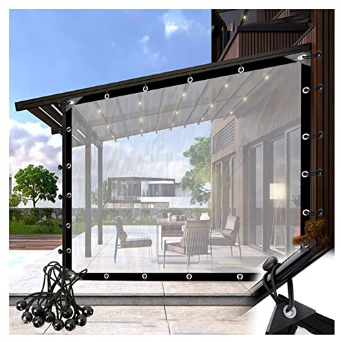Vattentät Transparent Presenning Balkonggardin Utomhusgardiner Med Öglor, För Pergola, Biltvätt, Trädgård, Kan Anpassas (Color : Clear, Size : 2.5x2.5m/8.25x8.25ft)