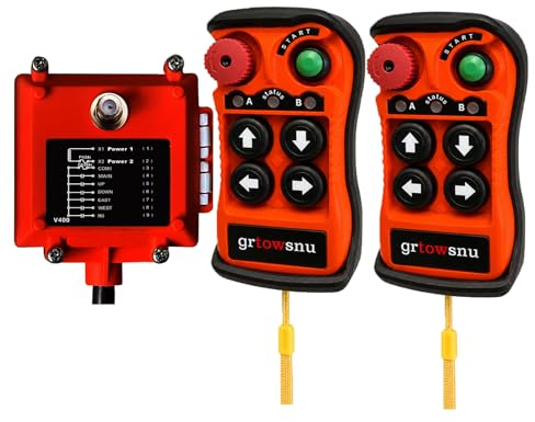 grtowsnu Q400 Télécommande Sans Fil 12-24V 4 Canaux pour Treuil Grue Benne | Radiocommande Industrielle pour Pont Roulant et Palan Électrique Système Radio 2 Emetteurs Récepteur Facile à Utiliser