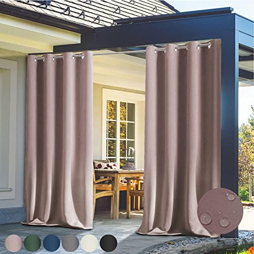 AMMFIT Outdoor Vorhang mit Ösen Wetterfest Extrabreit Sichtschutz Blackout Vorhänge für Garten/Pavillon/Veranda/Balkon, 1 Stück,Rosa-132x213cm(BxH)