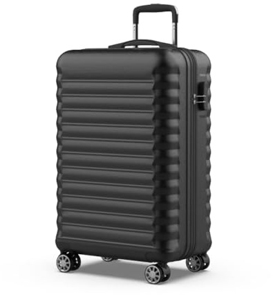 NUMADA - Maleta de Viaje Mediana 18Kg Upfly 24' ABS (63x39,5x26,8cm) con Cierre de Combinación y 4 Ruedas Dobles 360 | Resistente | Ligera | Interior Compartimentado | Negro