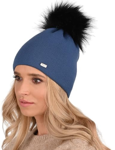 Alur Mütze Damen Beanie Wintermütze Strickmütze mit Bommel - Warme Elastisch Elegant Winter Mütze EKO Bommelmütze - Weiches Garn Stilvoll Universell Warm