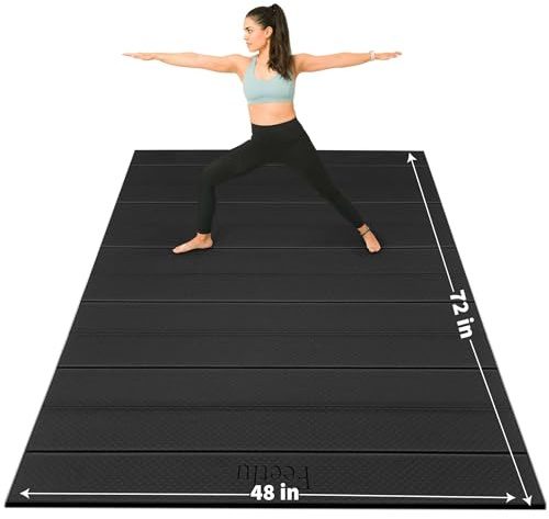 Feetlu Foldable Large Yoga Mat: Extra 1/3 Inch Thick Workout Mat for Home Gym and Travel - Anti-Slip Folding Exercise Mat for Yoga, Pilates, and More