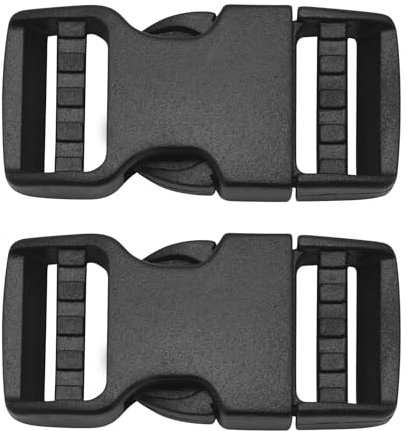 Lote de 2 hebillas para correa de 20 mm de ancho, en negro, hebillas de doble cara de plástico, cierre de clic, hebilla de repuesto, cierres de clip para mochila, Negro , 20mm