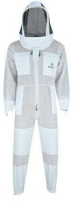 Imkeranzug Premium mit Atmungsnetz und Fechtschleier, S · weiß