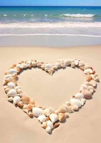 Acryl-Bild 30 x 40 cm: ein Herz aus Muscheln auf Sand (212436229)