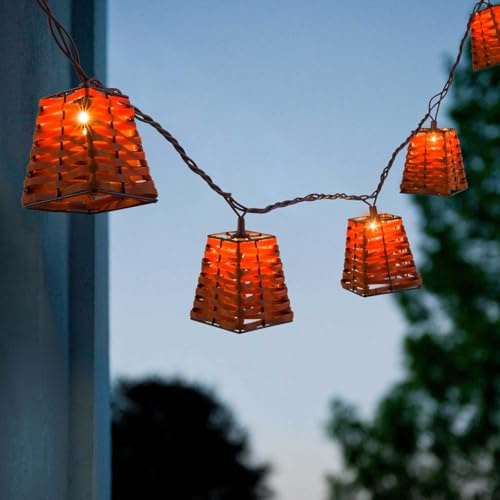 AVAMERY Outdoor-String-Lights-Waterproof, Boho Lantern String Lights for Patio, Garden, Porch, Balcony, Gazebo Decorative (PP Rattan)