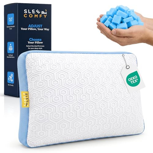 Sleep Comfort Lyxig höjdjusterbar minnesskum nackstödskudde, Oeko-TEX, ergonomisk ortopedisk nackkudde huvudkudde sovkudde för personer som sover på rygg, mage