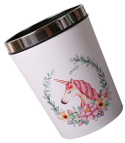 Parliky Poubelle Licorne Ronde 12 Litres En Plastique Anneau De Pression Pour Garçon Et Filles Maison Bureau Corbeille à Papier Pour Chambre Et Salle De Bain