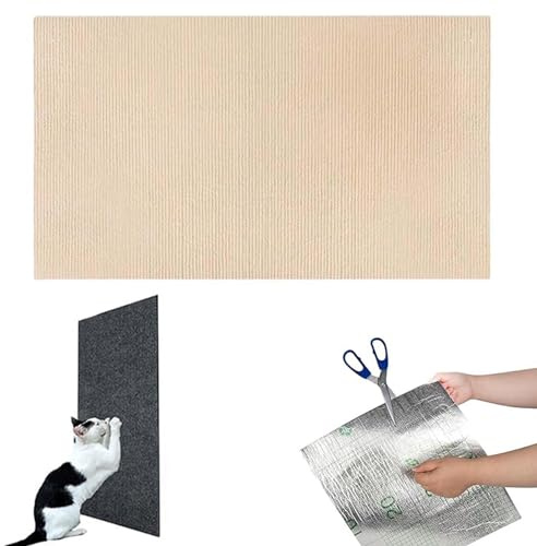 Tapis à gratter pour Chat, 60x200cm DIY Tapis griffoir pour Chat, Trimmable Auto-adhésif Grattoir Chat, Antidérapant Planche Gratter pour Chat, Arbre à Chat, Mur à Chat (Kaki)