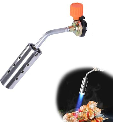 HERKINDNESS Gasbrenner Unkraut, Unkrautbrenner aus Edelstahl, Gasbrenner für Gasflasche, Winddicht und Kopfüber Verwendbar, Ideal zum Jäten, Grillen, Lagerfeuer