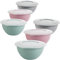 Lot de 6 bols mélangeurs modèle pastel avec couvercle de 1 l, saladier avec couvercle, en plastique sans BPA (PP), couleur : gris clair, rose pastel, vert pastel, couvercle transparent