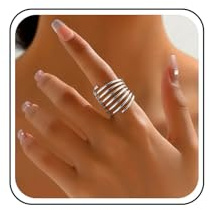 Inateannal Anillos abiertos ajustables de plata, anillos de dedo ajustables para nudillos, anillo de alambre vintage, anillo de dedo completo, anillo envolvente en espiral, anillo flexible, talla