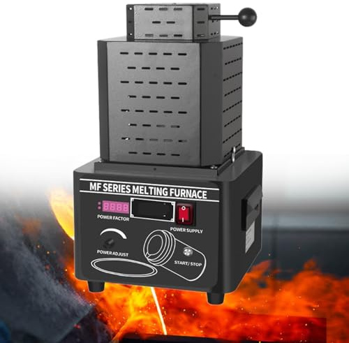 Lakenbroade Horno de fusión de Oro de 5000 W, máquina de fusión de Metal Digital Mejorada 2,922.0 °F/2912 ℉ con crisol de Grafito de 1/2/3 kg, fusión para Oro, Plata, Aluminio y Cobre,black-1kg
