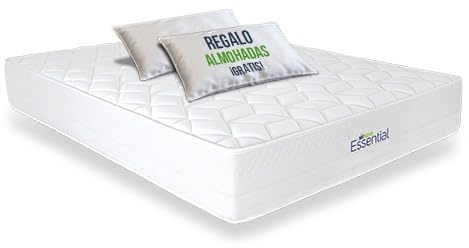 Matnature | Essential | Colchón Viscoelástico | Núcleo HR (High Resilience) Compactado | Reversible Verano-Invierno | Altura 24 cm | Regalo 2 Almohadas (135 x 200 cm)