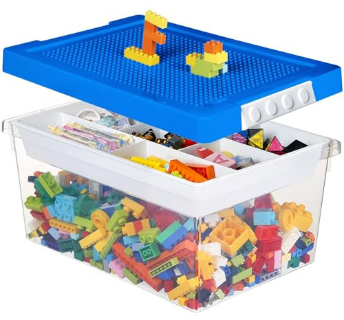 Greentainer Contenitori portaoggetti con coperchi per Lego Cube Scatola dei giocattoli per bambini Scatole di plastica impilabili Organizzatore con vassoio rimovibile Contenitori artigianali per