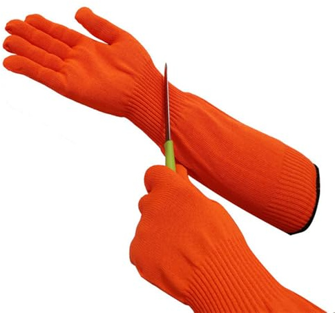 AYNKH - 1 guantes de protección alargados, guantes anticortes de nivel 5 con mango de brazo largo, guantes de protección, antiarañazos, anticortes, antipinchazos, adecuados para la construcción