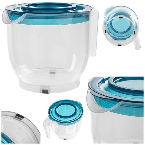 KADAX Verre doseur, volume de remplissage : 2 litres, verre doseur en plastique, gobelet mélangeur avec couvercle, échelle de mesure, millilitres, grammes, poignée arrondie, bec verseur, protection