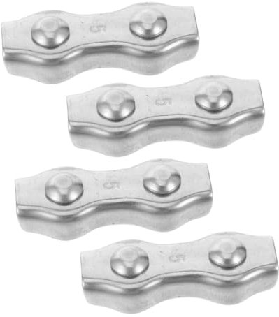 Abaodam 4pcs 304 Stainless Steel Cable Clamps for Wire Rope Connections Double Cable Clip for Garden and Agricultural Use Sturdy and Weather-Resistant Design